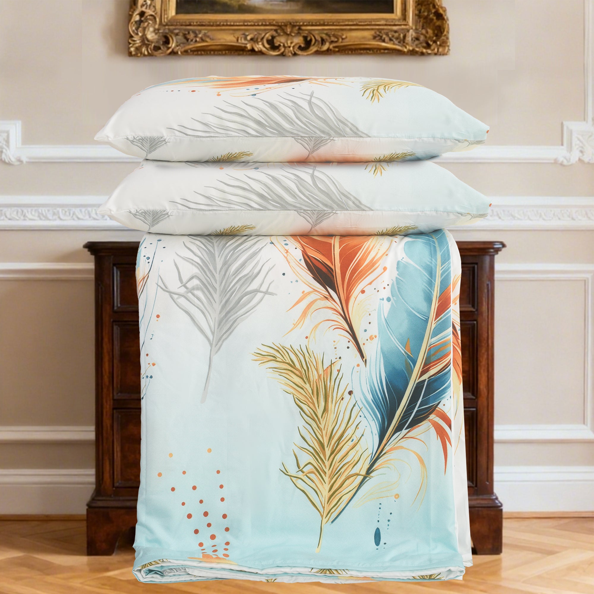 4 Piece 3D Duvet Cover Set with Fitted Sheet, Soft Microfiber Duvet Cover Set, Printed Quilt Cover Bedding with Pillowcases, Single Double King Super King