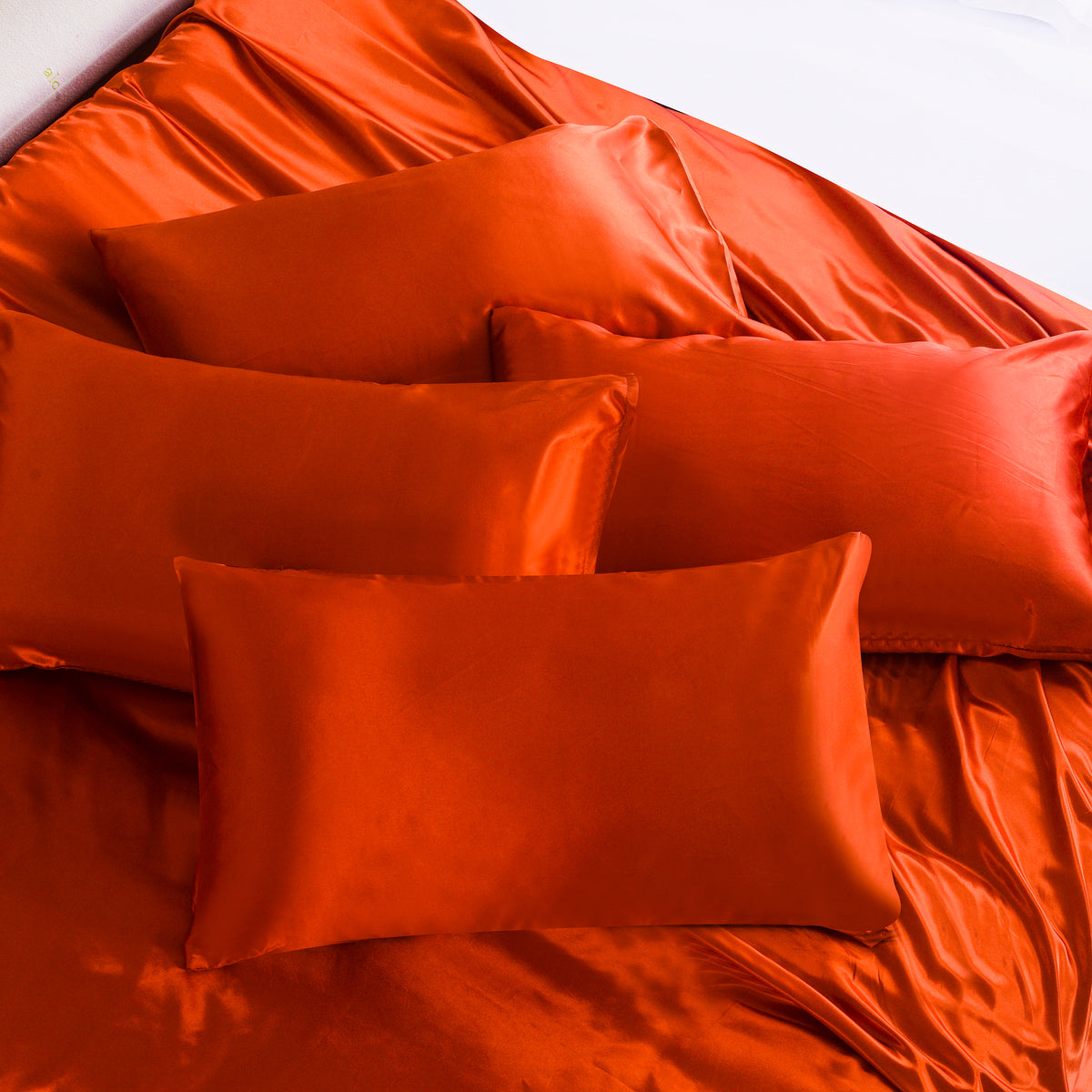Luxury Satin Silk Bedding Set 6 Piece Duvet Cover Fitted Sheet & Pillowcases Single Double King Super King