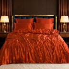 Luxury Satin Silk Bedding Set 6 Piece Duvet Cover Fitted Sheet & Pillowcases Single Double King Super King