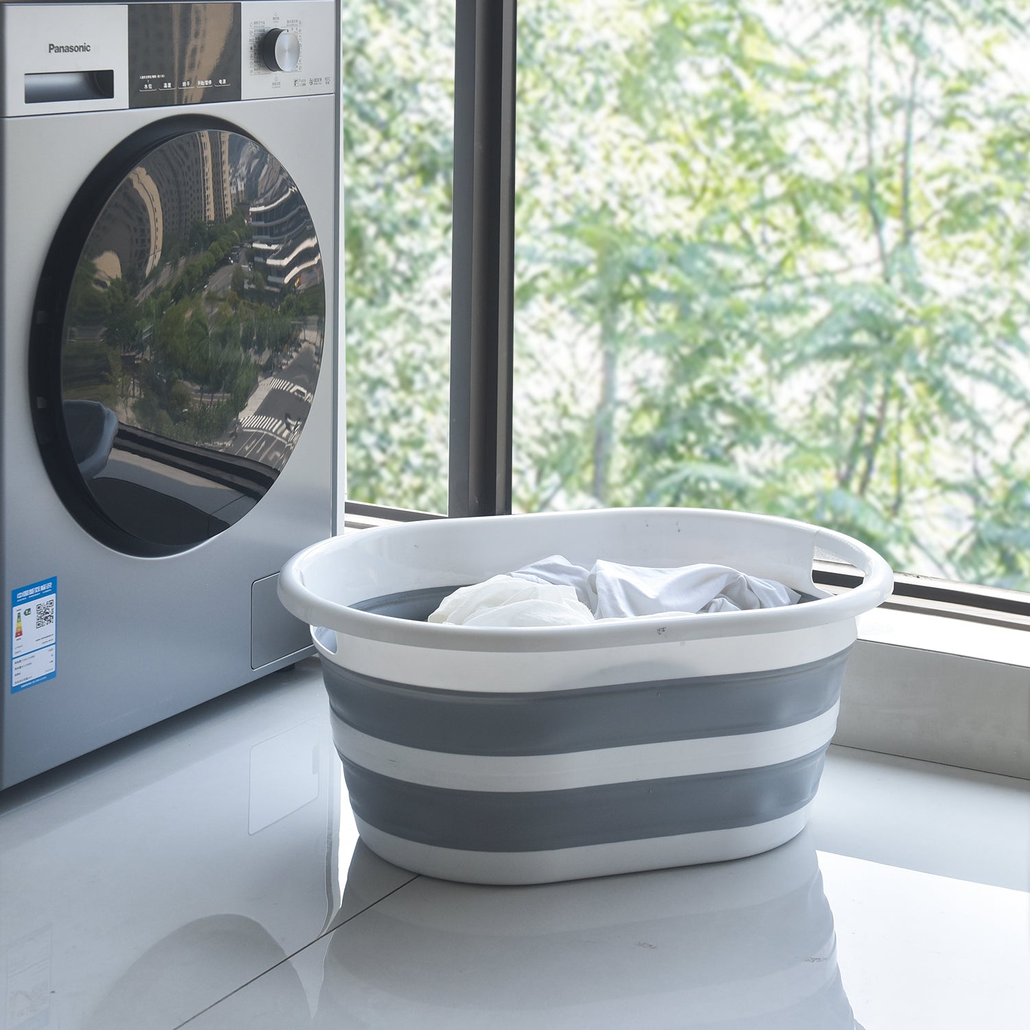 Collapsible Laundry Basket Foldable Space-Saving Design with Carry Handles 67L