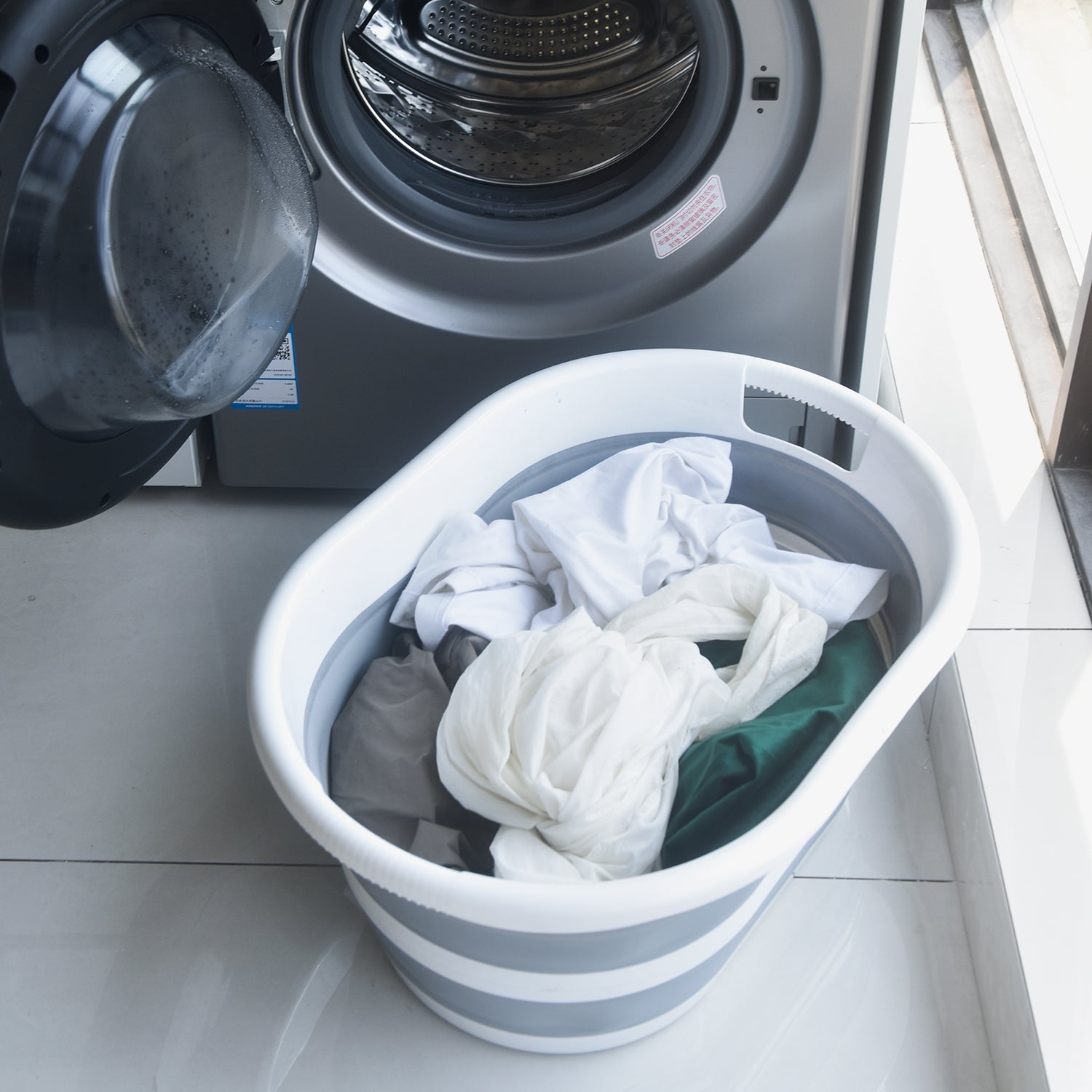 Collapsible Laundry Basket Foldable Space-Saving Design with Carry Handles 67L