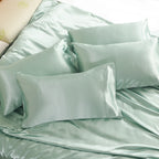 Luxury Satin Silk Bedding Set 6 Piece Duvet Cover Fitted Sheet & Pillowcases Single Double King Super King