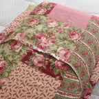 3 Piece Luxury Quilted Bedspread Set – Reversible Floral Patchwork Bedspread with Pillow Shams | Soft Microfibre Bed Throw for Double & King Size Beds