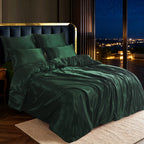 Luxury Satin Silk Bedding Set 6 Piece Duvet Cover Fitted Sheet & Pillowcases Single Double King Super King