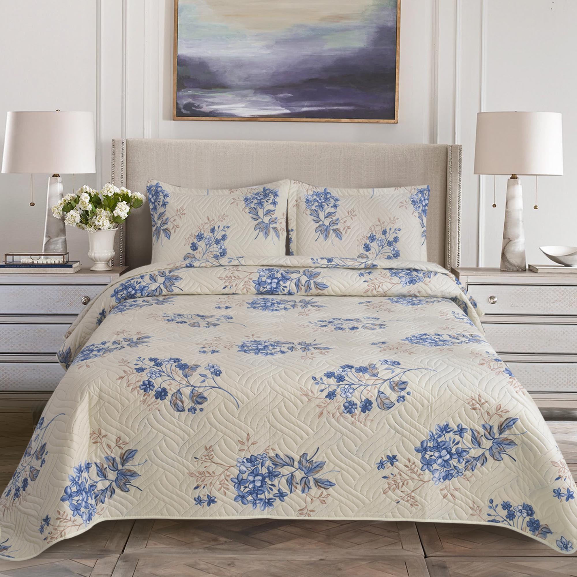 MillPrice Quilted 3-Piece Bedspread Set – Elegant Layered Comfort with Coordinated Pillowcases