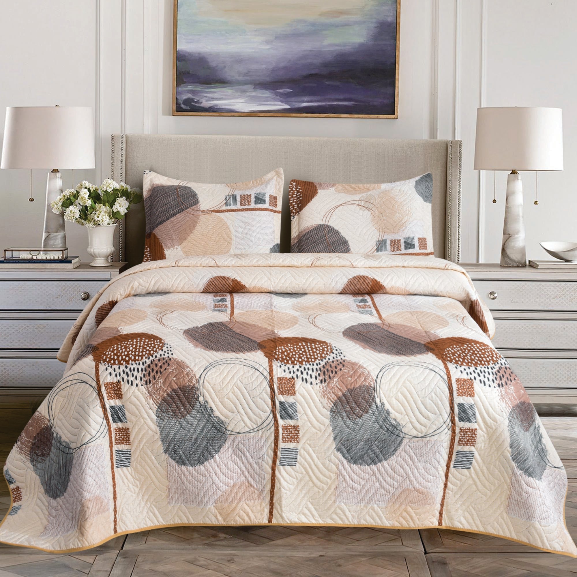 Luxury 3 Piece Bedding Set – Soft Microfibre Bedspread with Pillowcases | Lightweight & Cosy Bedspread-Milan