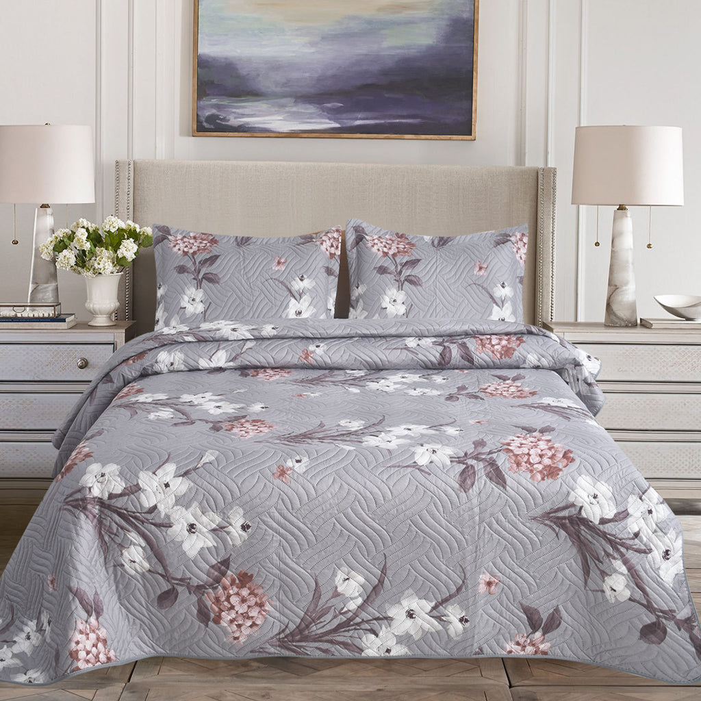 MillPrice Quilted 3-Piece Bedspread Set – Elegant Layered Comfort with Coordinated Pillowcases
