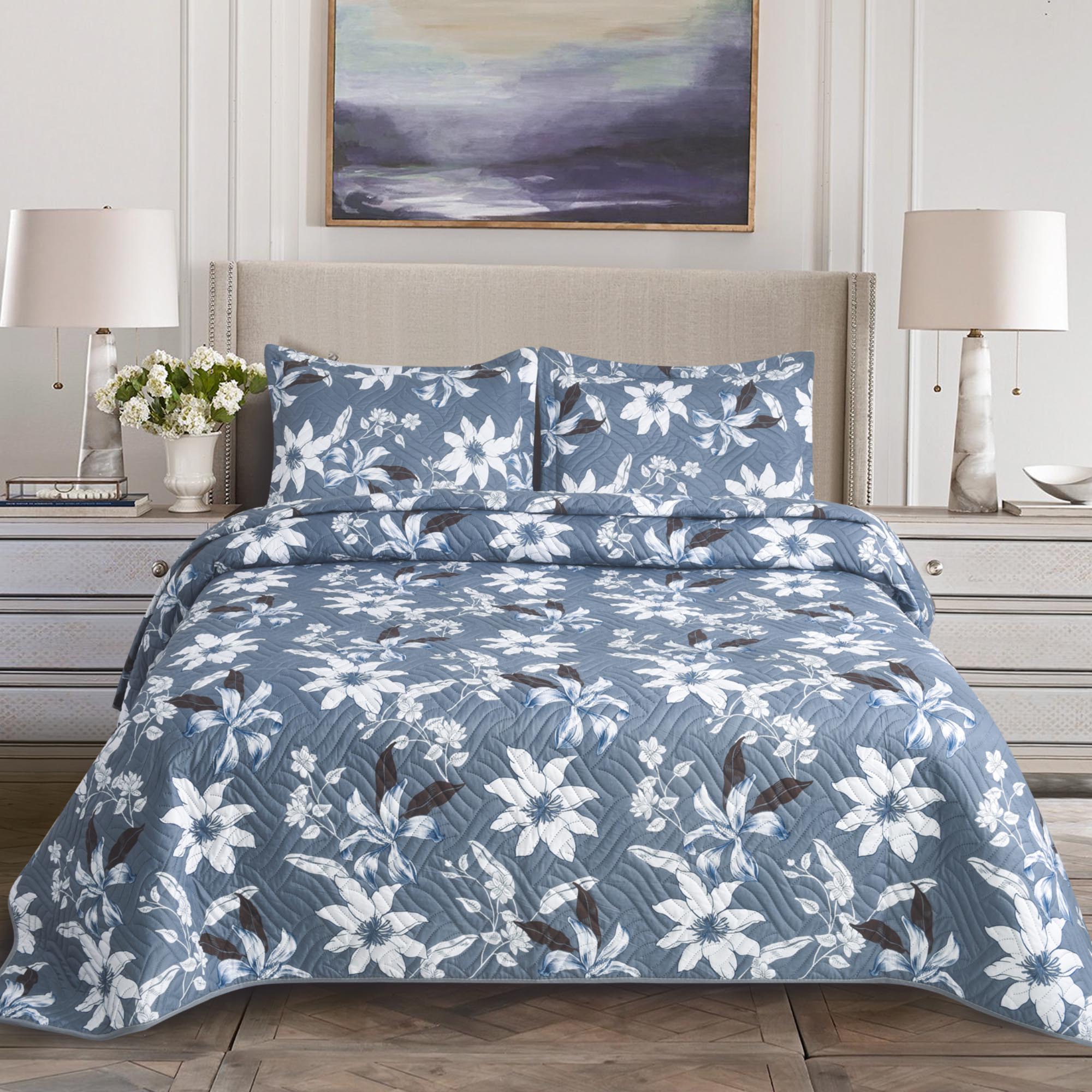 Luxury 3 Piece Bedding Set – Soft Microfibre Bedspread with Pillowcases | Lightweight & Cosy Bedspread-Milan