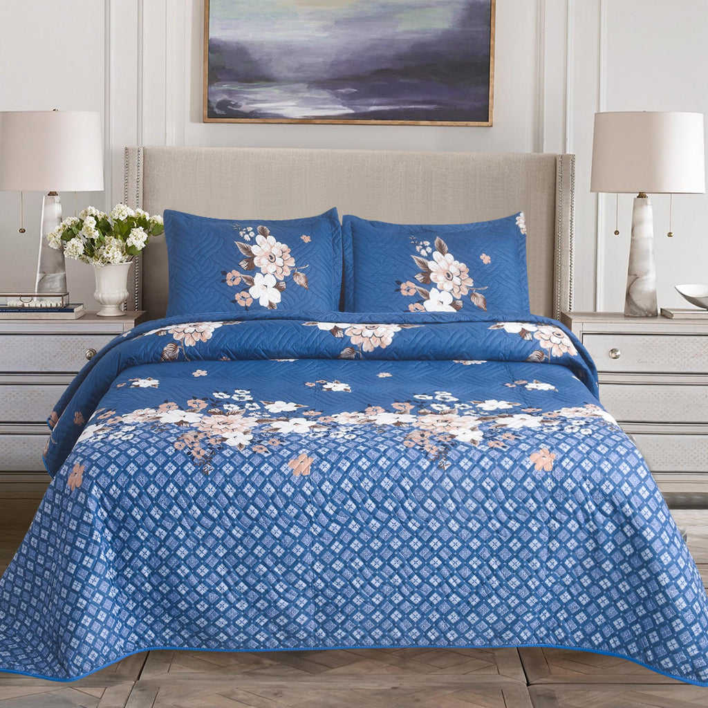 Luxury 3 Piece Bedding Set – Soft Microfibre Bedspread with Pillowcases | Lightweight & Cosy Bedspread-Milan
