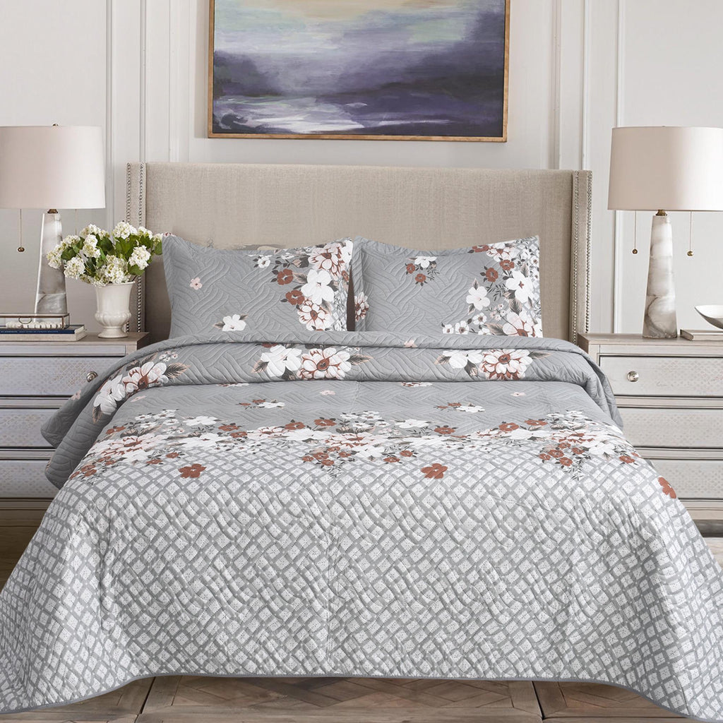MillPrice Quilted 3-Piece Bedspread Set – Elegant Layered Comfort with Coordinated Pillowcases