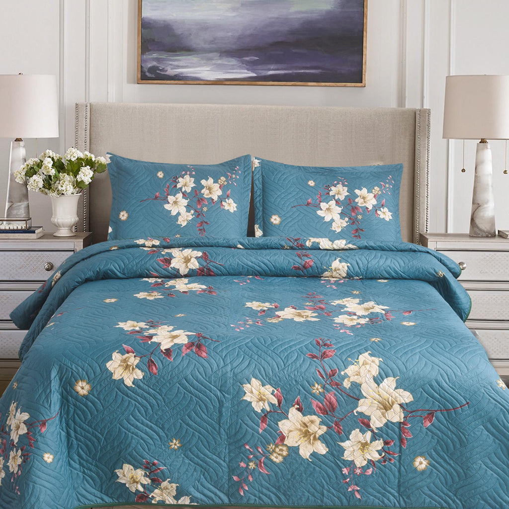 MillPrice Quilted 3-Piece Bedspread Set – Elegant Layered Comfort with Coordinated Pillowcases