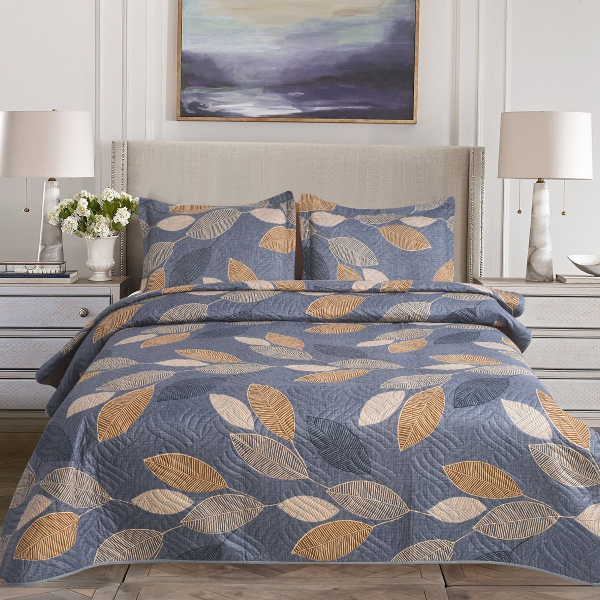 Luxury 3 Piece Bedding Set – Soft Microfibre Bedspread with Pillowcases | Lightweight & Cosy Bedspread-Milan