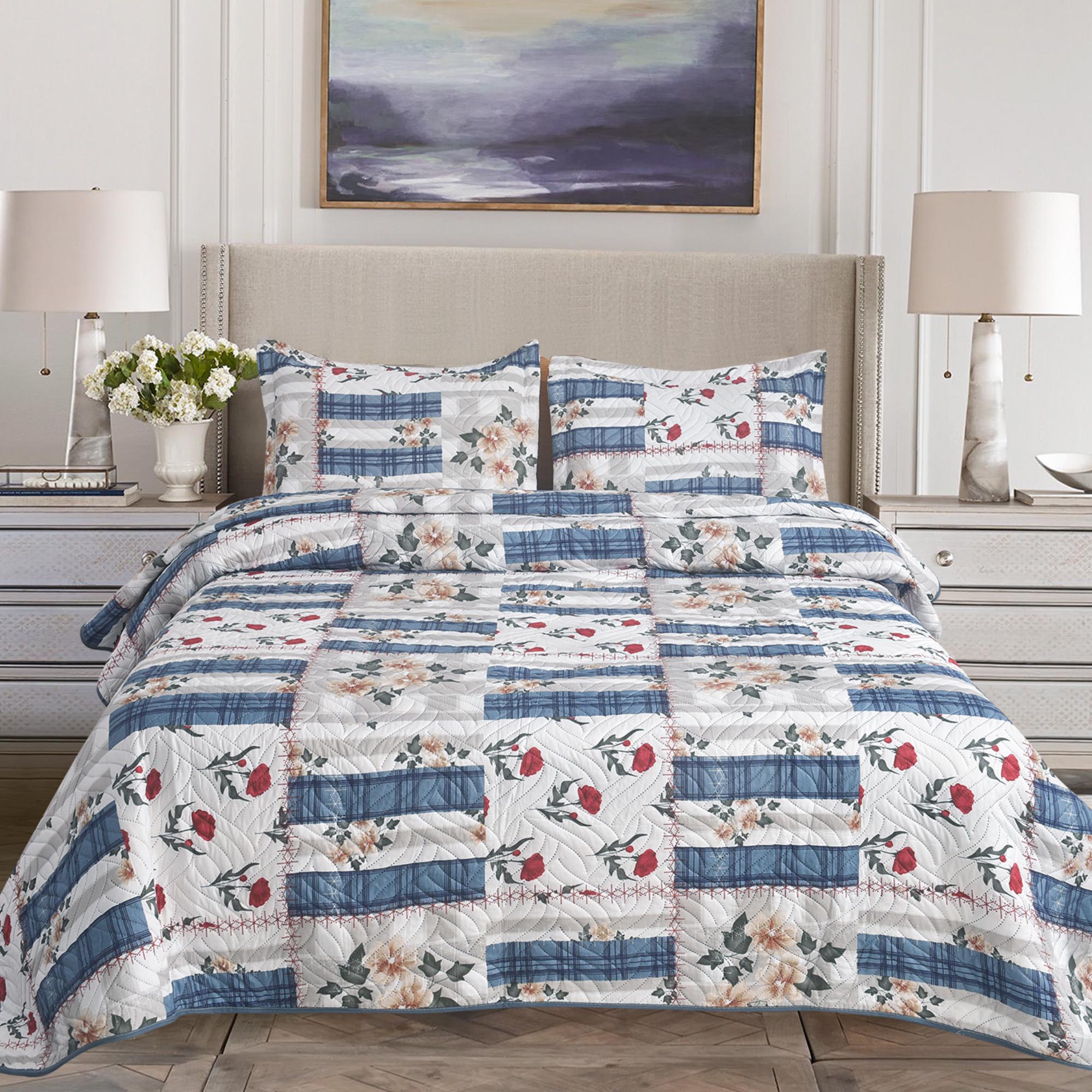 Luxury 3 Piece Bedding Set – Soft Microfibre Bedspread with Pillowcases | Lightweight & Cosy Bedspread-Milan