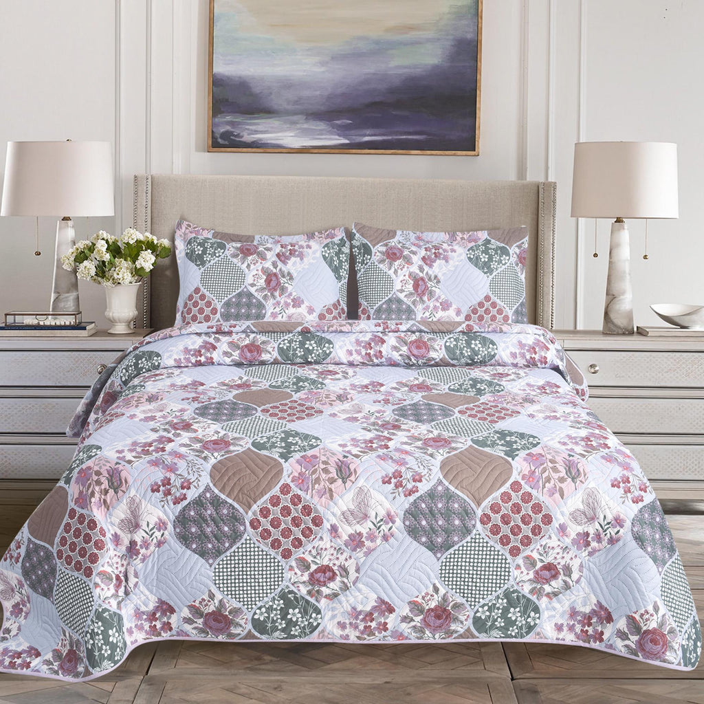 Luxury 3 Piece Bedding Set – Soft Microfibre Bedspread with Pillowcases | Lightweight & Cosy Bedspread-Milan