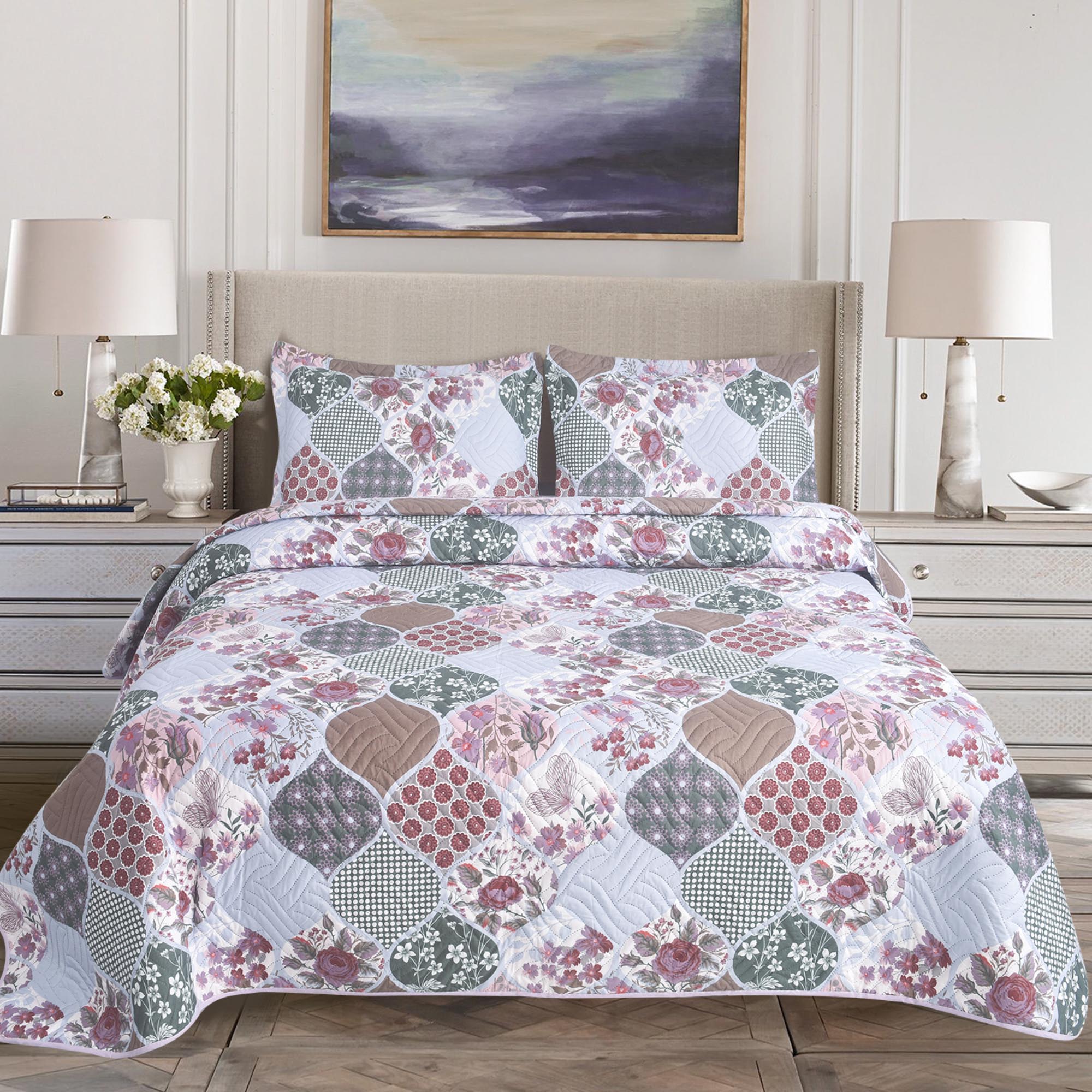 Luxury 3 Piece Bedding Set – Soft Microfibre Bedspread with Pillowcases | Lightweight & Cosy Bedspread-Milan