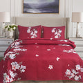 3 Piece Luxury Quilted Bedspread Set – Reversible Floral Patchwork Bedspread with Pillow Shams | Soft Microfibre Bed Throw for Double & King Size Beds