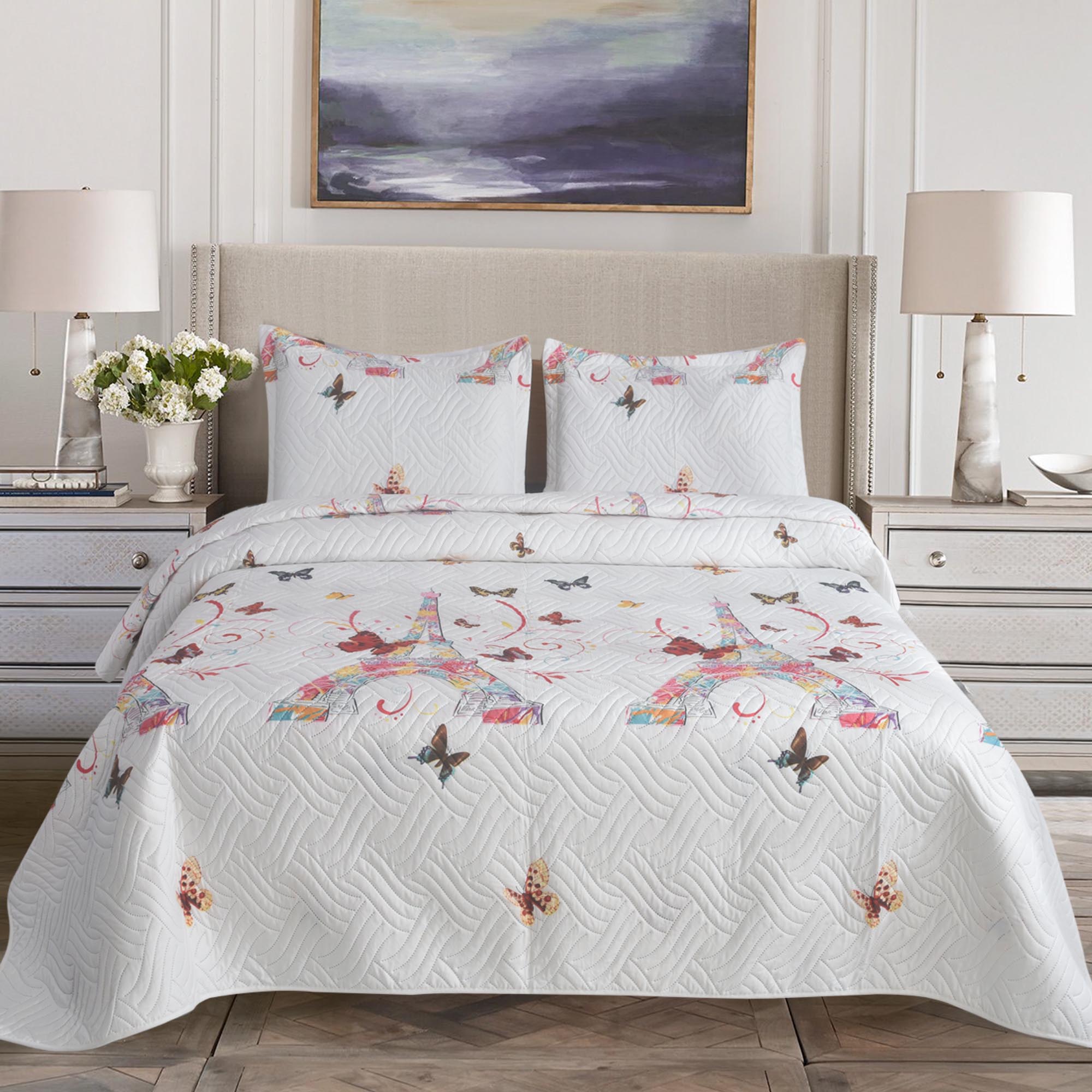 Luxury 3 Piece Bedding Set – Soft Microfibre Bedspread with Pillowcases | Lightweight & Cosy Bedspread-Milan