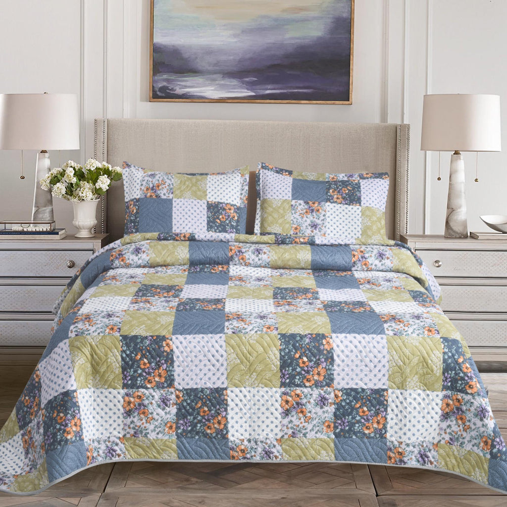 MillPrice Quilted 3-Piece Bedspread Set – Elegant Layered Comfort with Coordinated Pillowcases