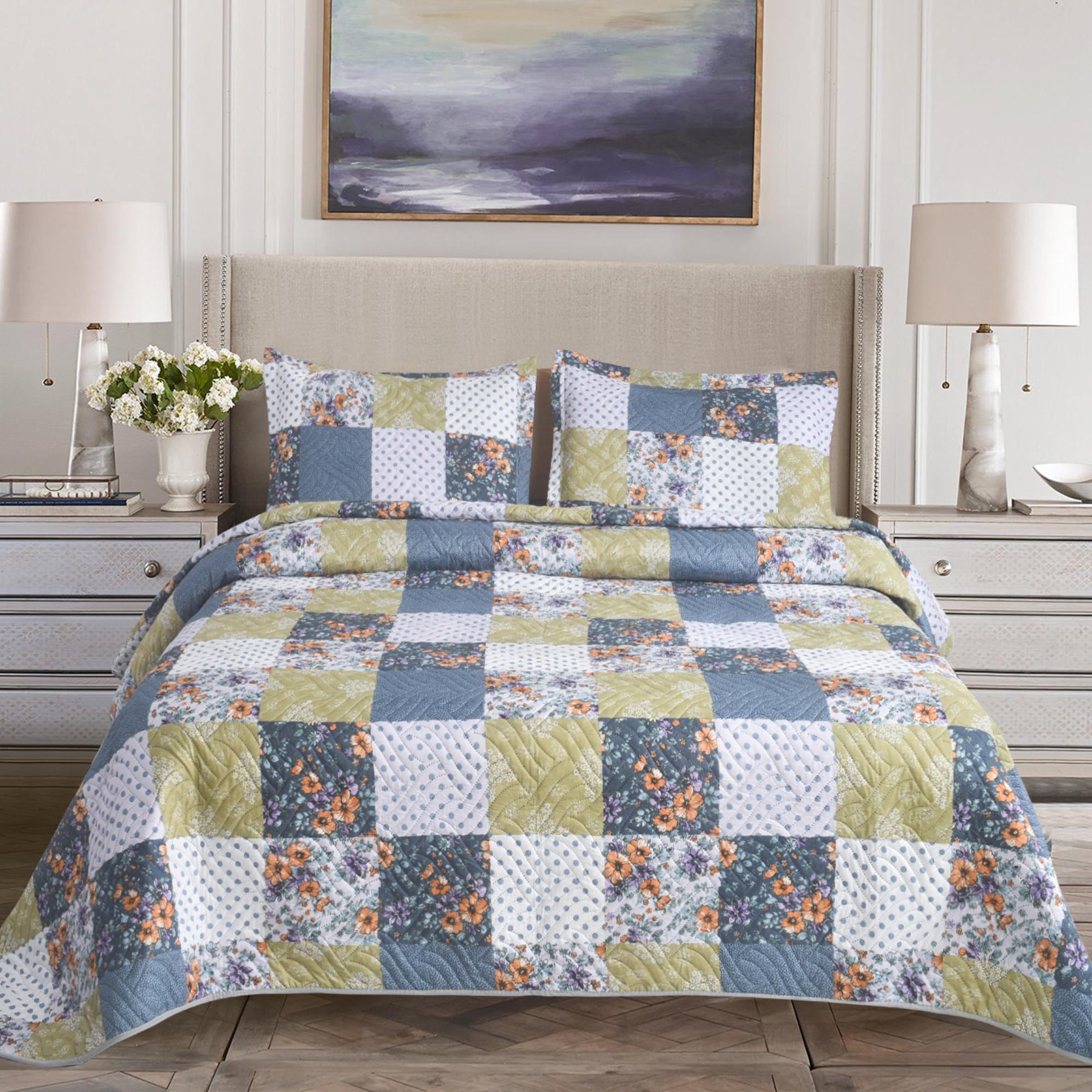 MillPrice Quilted 3-Piece Bedspread Set – Elegant Layered Comfort with Coordinated Pillowcases