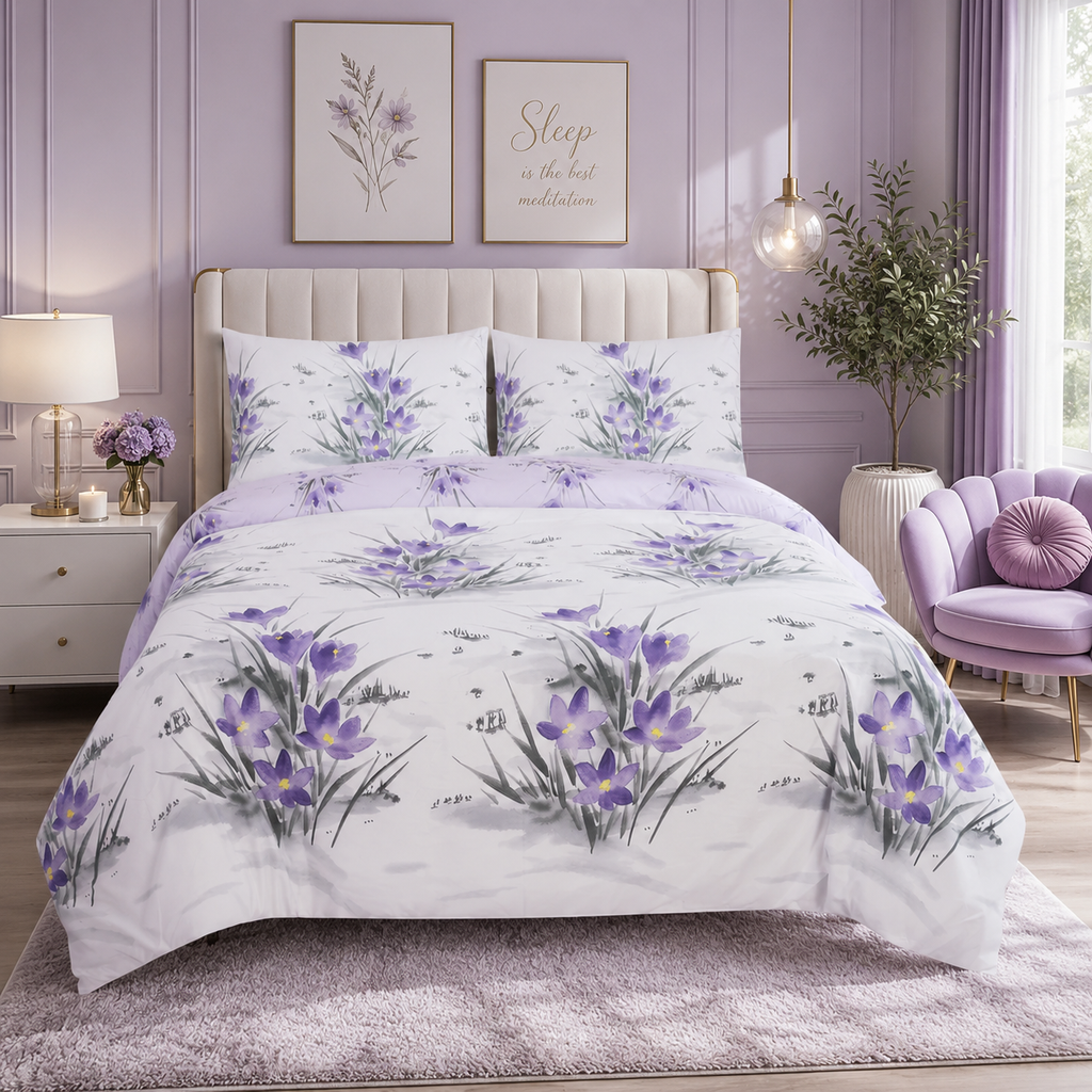 MillPrice 4 Piece Bedding Set Soft Microfibre Duvet Cover Fitted Sheet & Pillowcases Single Double King Super King