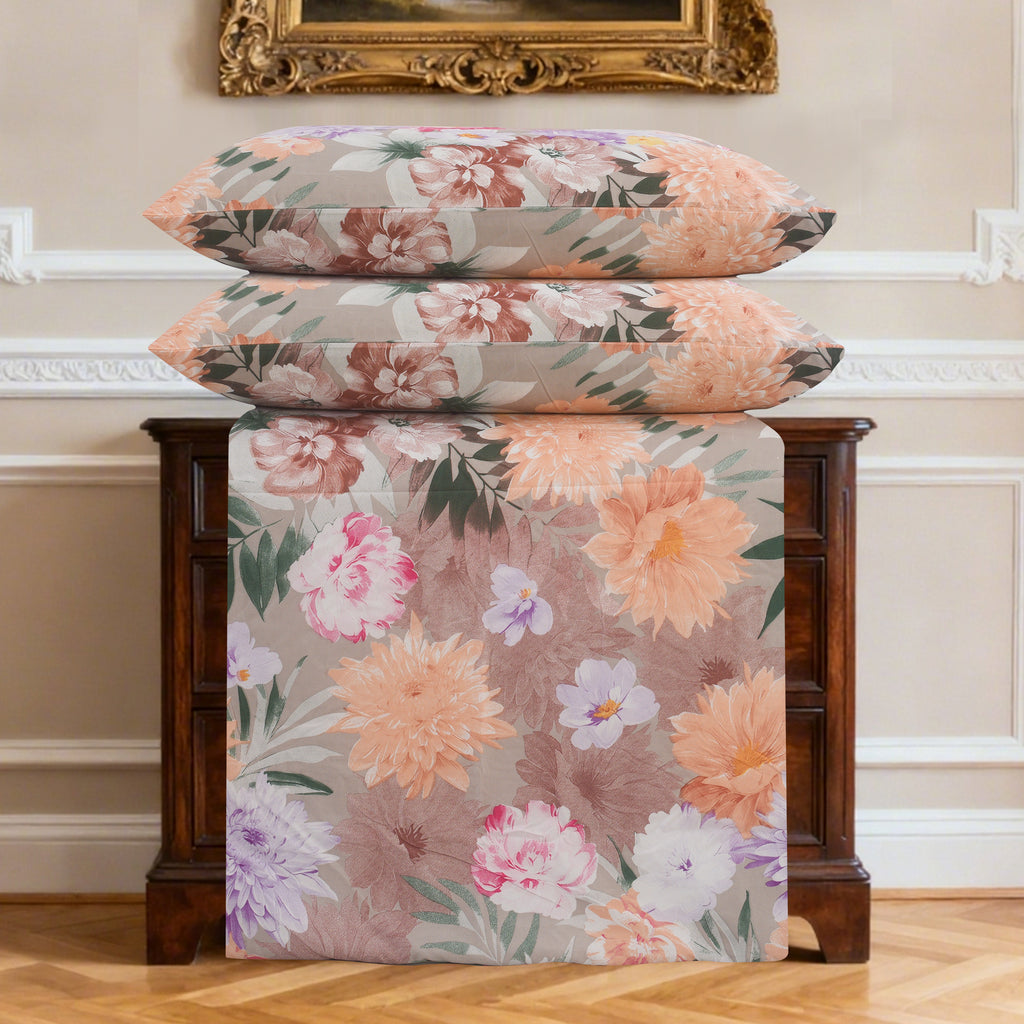 3pcs Printed Floral Duvet Set, Soft Bedding Set for Single Double King Super King, Elegant Duvet Cover Set with Pillowcases