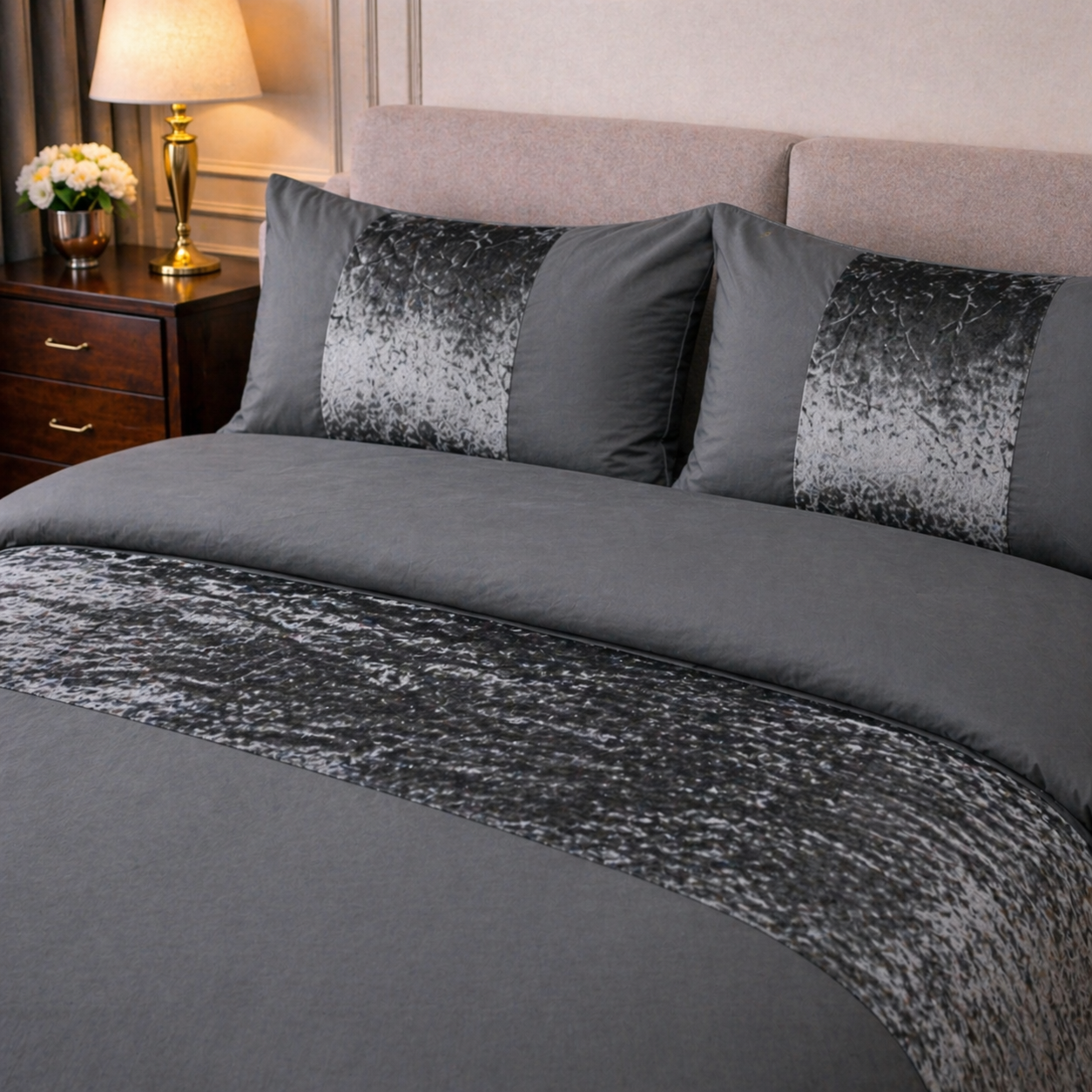 Premium Velvet Panel Duvet Cover Set – Soft Luxury Bedding Upgrade
