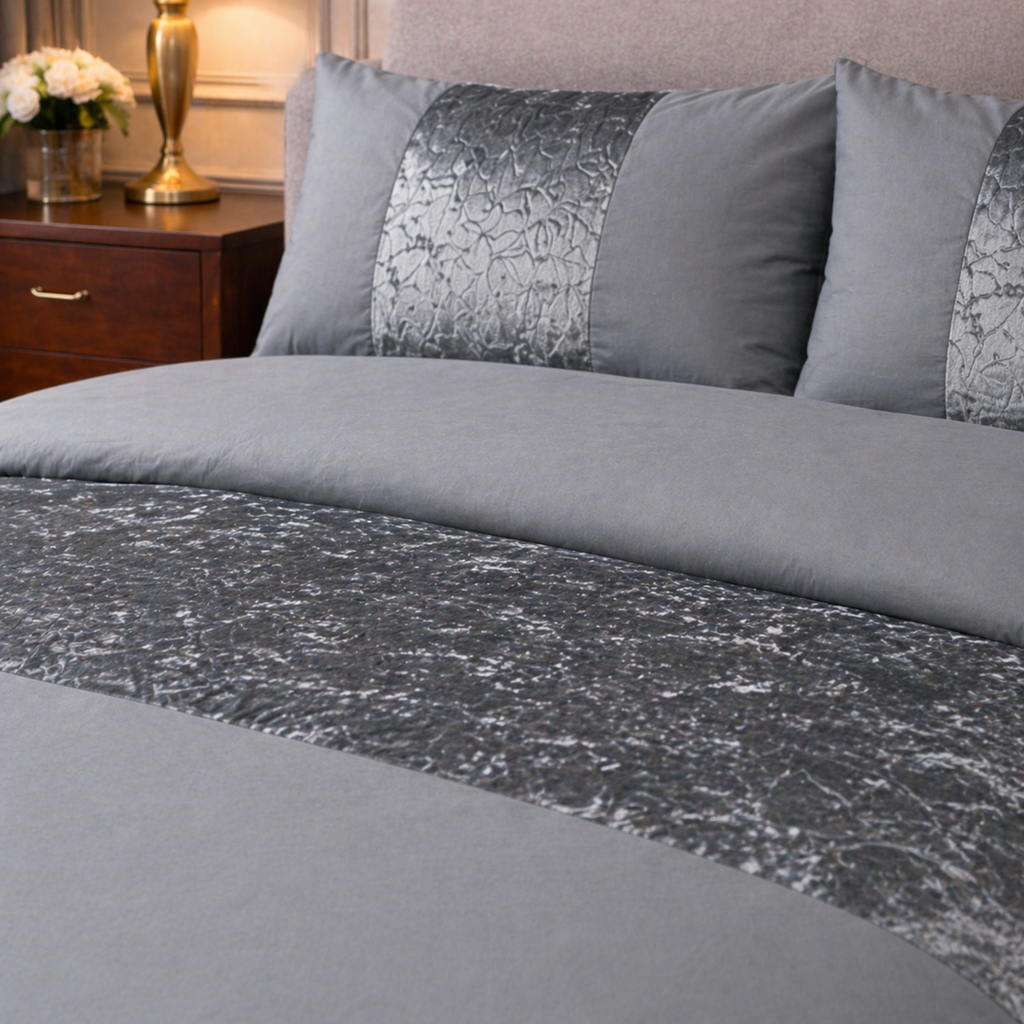 Premium Velvet Panel Duvet Cover Set – Soft Luxury Bedding Upgrade