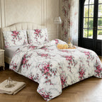 3pcs Printed Floral Duvet Set, Soft Bedding Set for Single Double King Super King, Elegant Duvet Cover Set with Pillowcases