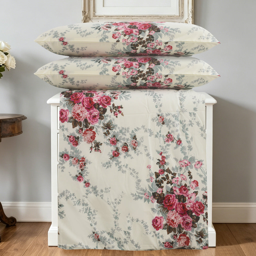 3pcs Printed Floral Duvet Set, Soft Bedding Set for Single Double King Super King, Elegant Duvet Cover Set with Pillowcases