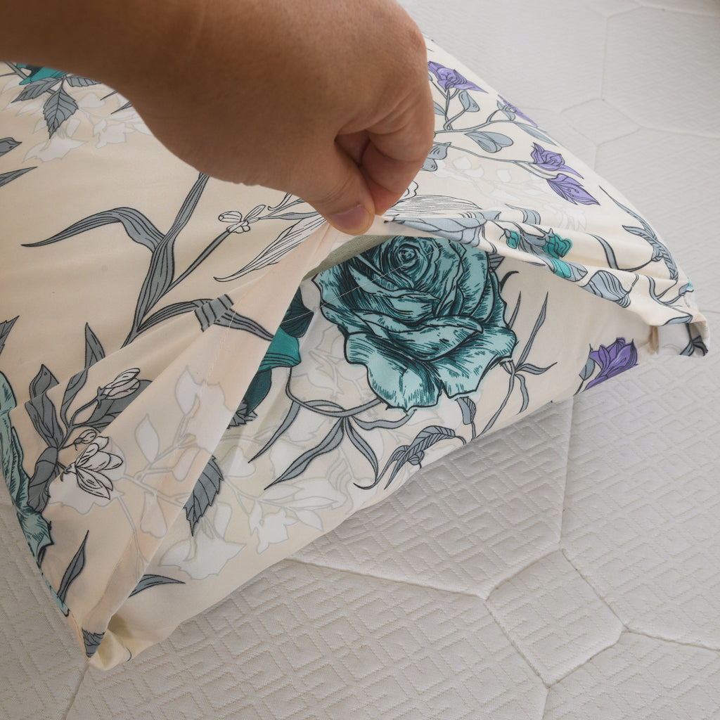 3pcs Printed Floral Duvet Set, Soft Bedding Set for Single Double King Super King, Elegant Duvet Cover Set with Pillowcases