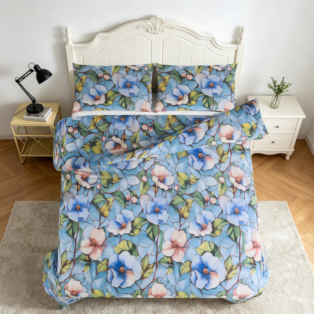 3pcs Printed Floral Duvet Set, Soft Bedding Set for Single Double King Super King, Elegant Duvet Cover Set with Pillowcases