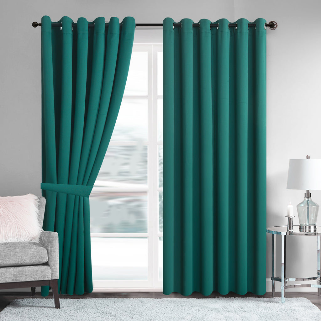 Blackout Curtains Pair, Thermal Insulated Eyelet Curtains for Bedroom & Living Room