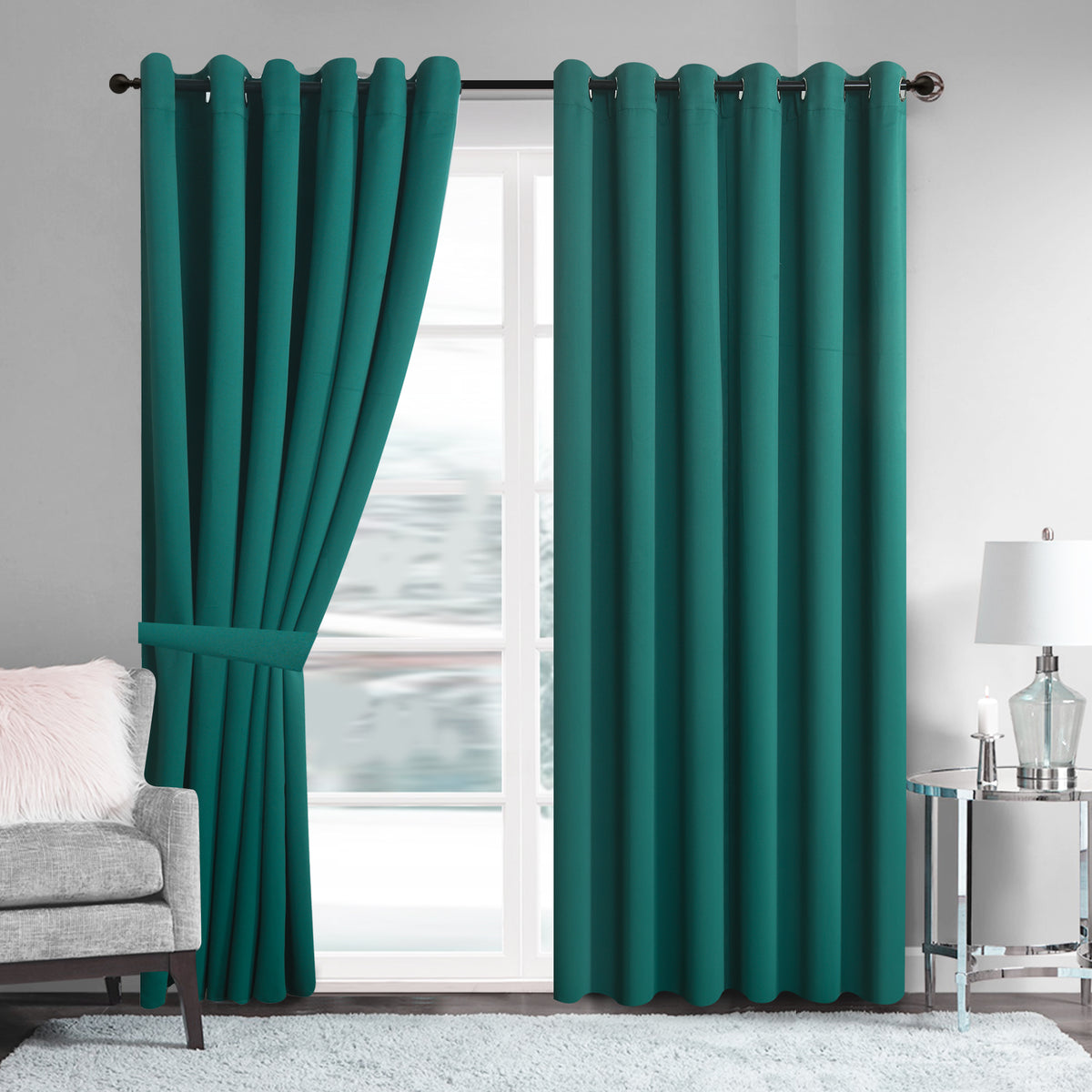 Blackout Curtains Pair, Thermal Insulated Eyelet Curtains for Bedroom & Living Room