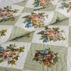 3 Piece Luxury Quilted Bedspread Set – Reversible Floral Patchwork Bedspread with Pillow Shams | Soft Microfibre Bed Throw for Double & King Size Beds