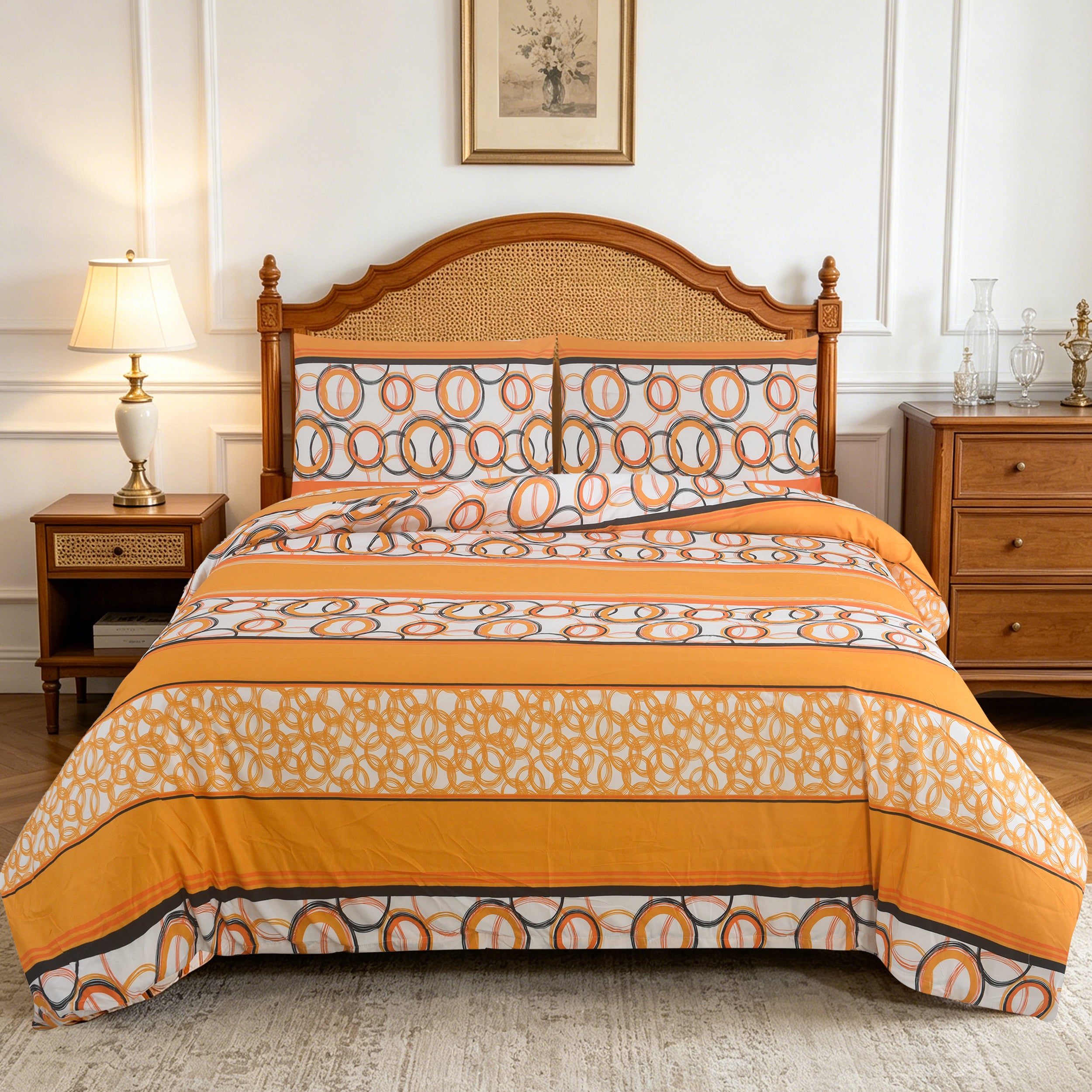 3pcs Printed Floral Duvet Set, Soft Bedding Set for Single Double King Super King, Elegant Duvet Cover Set with Pillowcases