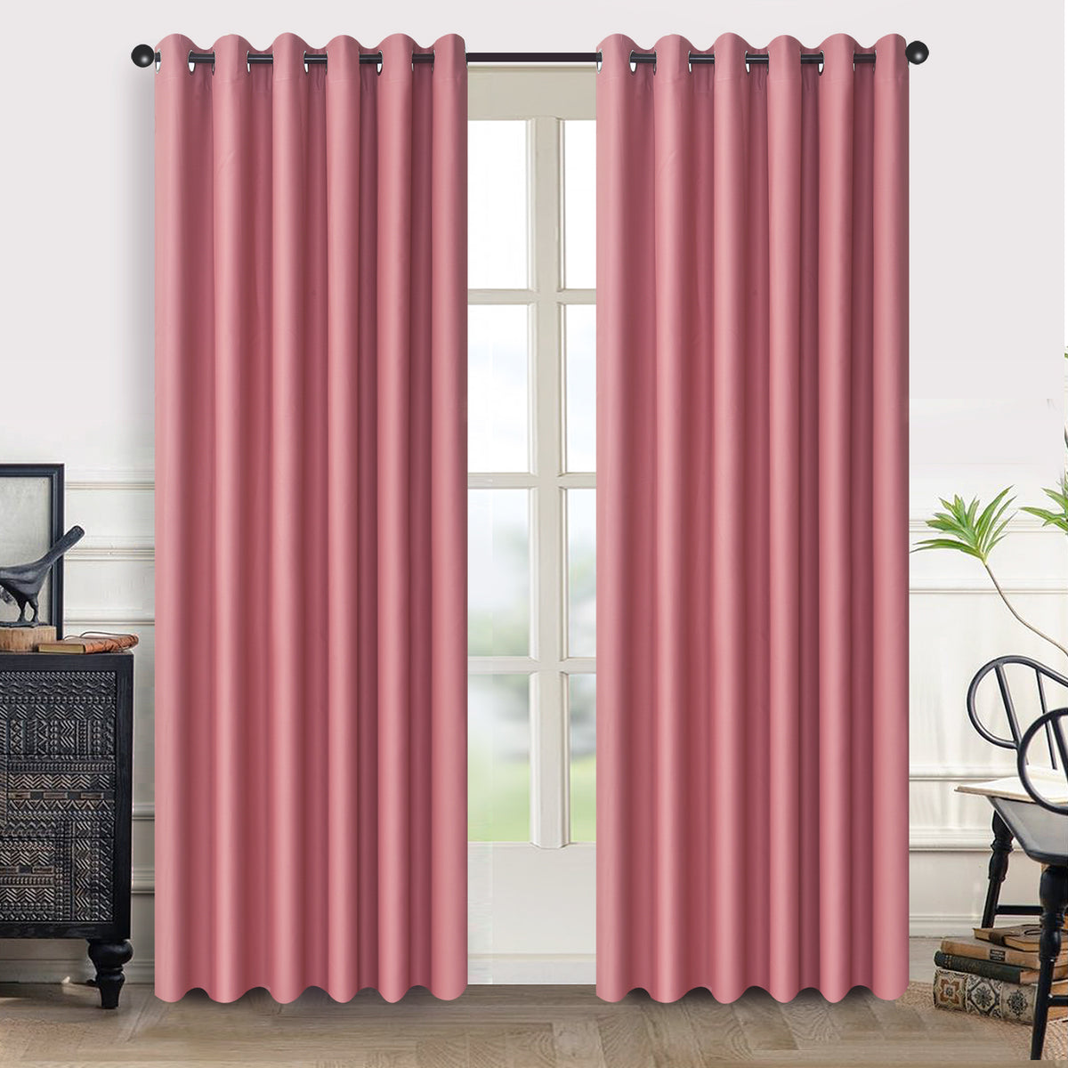 Blackout Curtains Pair, Thermal Insulated Eyelet Curtains for Bedroom & Living Room