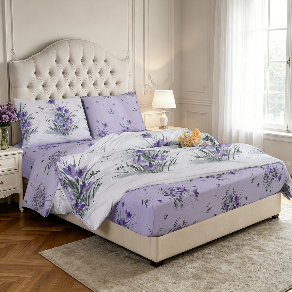 MillPrice 4 Piece Bedding Set Soft Microfibre Duvet Cover Fitted Sheet & Pillowcases Single Double King Super King