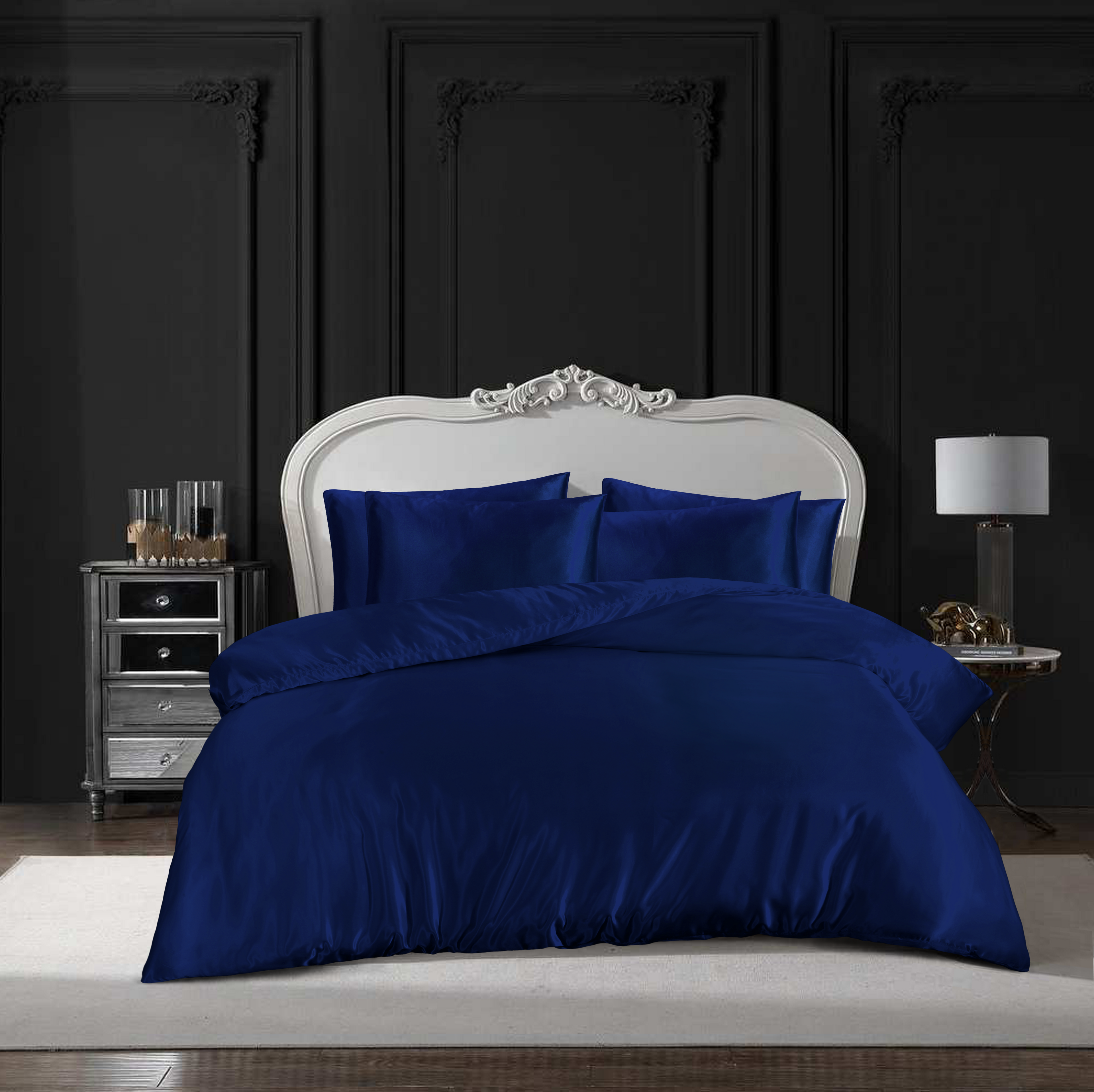 MillPrice Luxury 10 Piece Satin Bedding Set Duvet Cover Fitted Sheet Pillowcases Sleep Mask & Hair Accessories