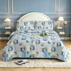 3 Piece Luxury Quilted Bedspread Set – Reversible Floral Patchwork Bedspread with Pillow Shams | Soft Microfibre Bed Throw for Double & King Size Beds