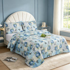 3 Piece Luxury Quilted Bedspread Set – Reversible Floral Patchwork Bedspread with Pillow Shams | Soft Microfibre Bed Throw for Double & King Size Beds