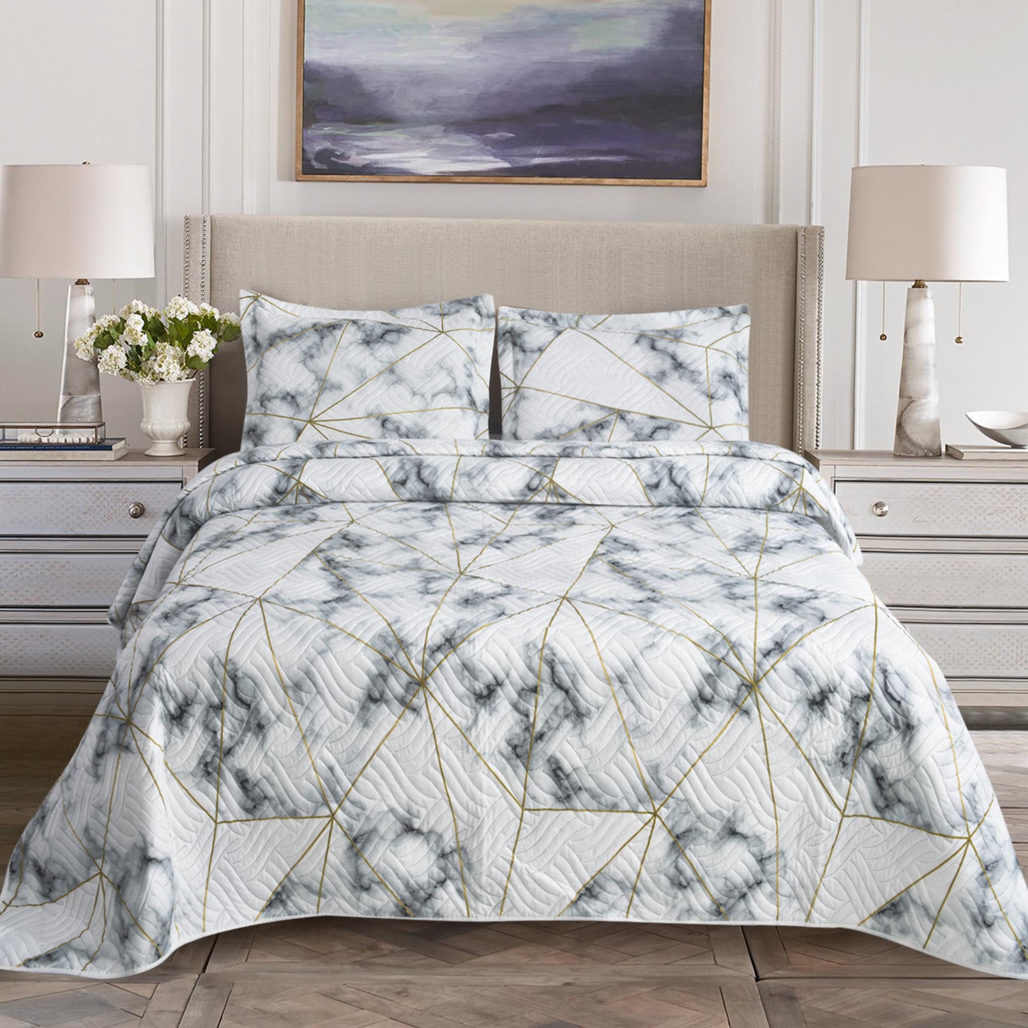 MillPrice Quilted 3-Piece Bedspread Set – Elegant Layered Comfort with Coordinated Pillowcases
