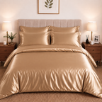 Luxury Satin Silk Bedding Set 6 Piece Duvet Cover Fitted Sheet & Pillowcases Single Double King Super King