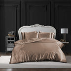 MillPrice Luxury 10 Piece Satin Bedding Set Duvet Cover Fitted Sheet Pillowcases Sleep Mask & Hair Accessories