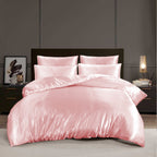 MillPrice Luxury 10 Piece Satin Bedding Set Duvet Cover Fitted Sheet Pillowcases Sleep Mask & Hair Accessories