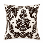 Luxury Flock Cushion Cover | Soft Decorative Damask Throw Pillow Cover for Sofa, Bed & Living Room | 17 x 17 Inch