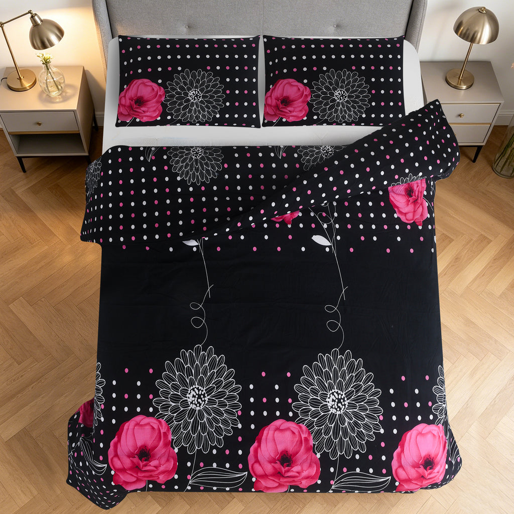 3pcs Printed Floral Duvet Set, Soft Bedding Set for Single Double King Super King, Elegant Duvet Cover Set with Pillowcases