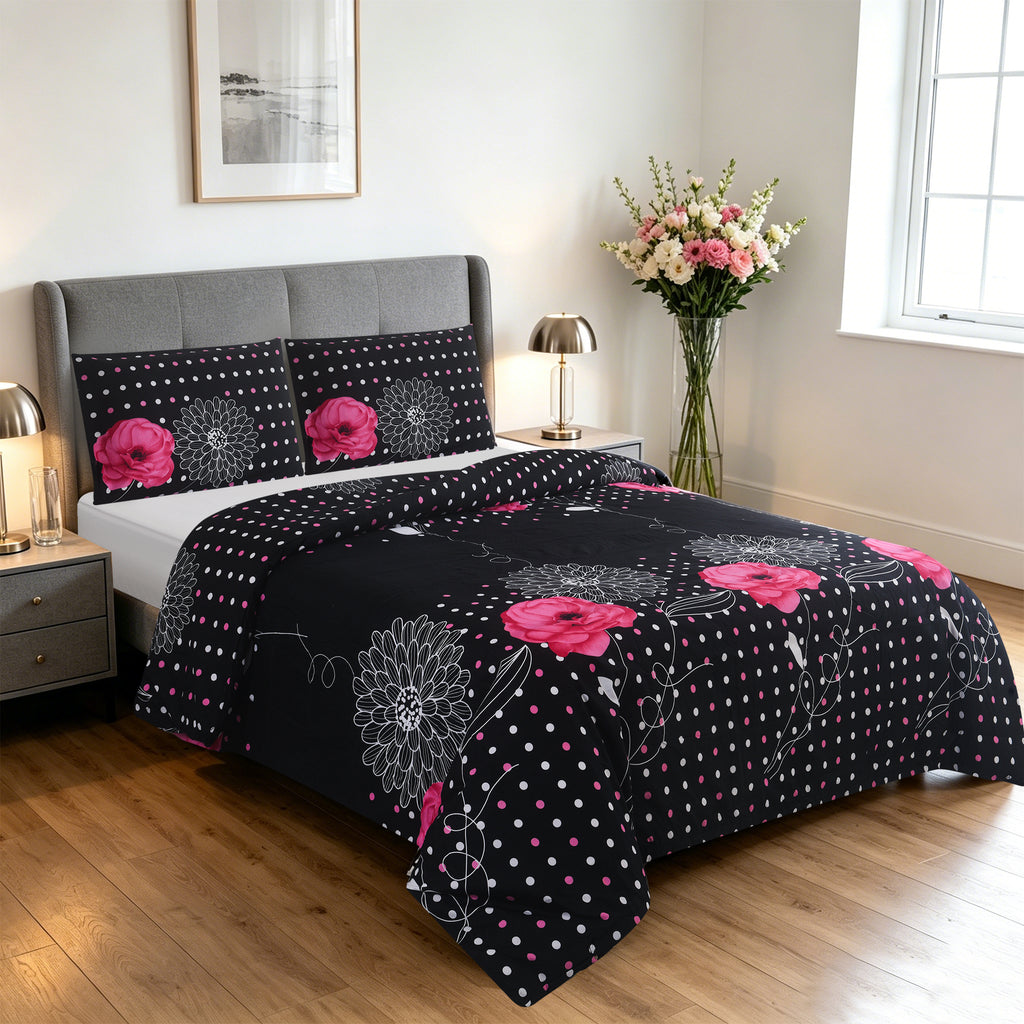 3pcs Printed Floral Duvet Set, Soft Bedding Set for Single Double King Super King, Elegant Duvet Cover Set with Pillowcases
