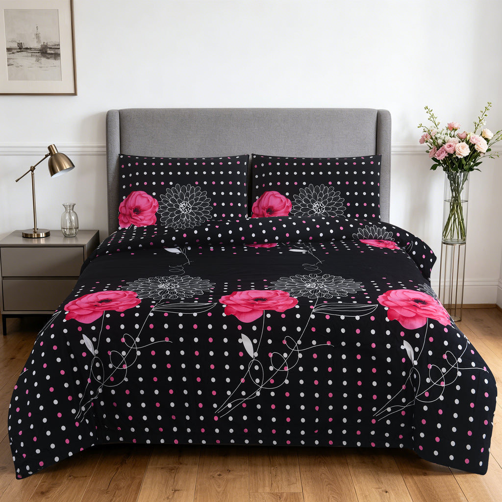 3pcs Printed Floral Duvet Set, Soft Bedding Set for Single Double King Super King, Elegant Duvet Cover Set with Pillowcases
