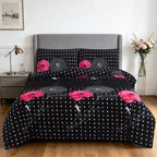 3pcs Printed Floral Duvet Set, Soft Bedding Set for Single Double King Super King, Elegant Duvet Cover Set with Pillowcases