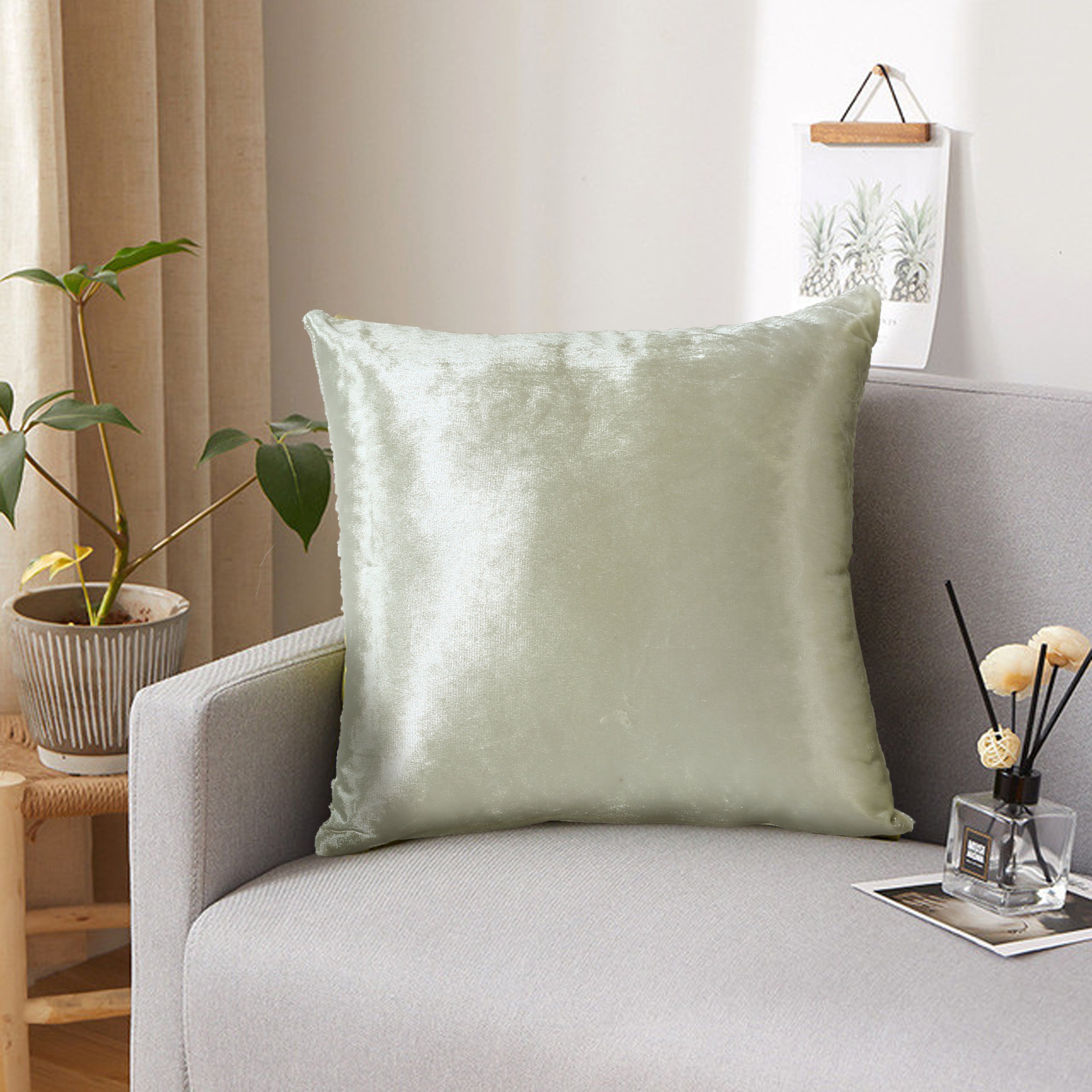 Luxury Italian Crushed Velvet Cushion Cover | Soft Decorative Throw Pillow Cover for Sofa, Bed & Living Room | 17 x 17 Inch